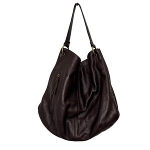 Indigo by Clarks Pebble Grain Leather Hobo Shoulder Bag Chocolate Brown Boho